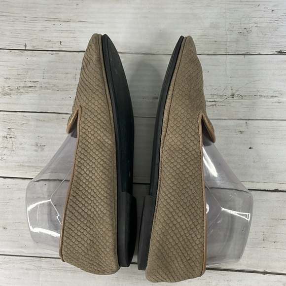 Taupe French Sole New York FSNY Textured Suede Smoking Loafer Flats - Picture 5 of 12